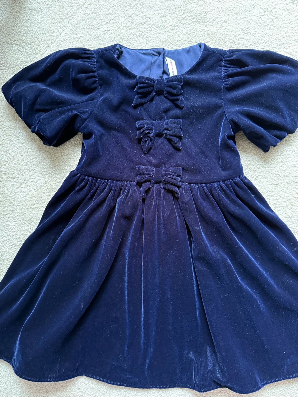 Janie and Jack Navy Velvet Bow-Front Dress